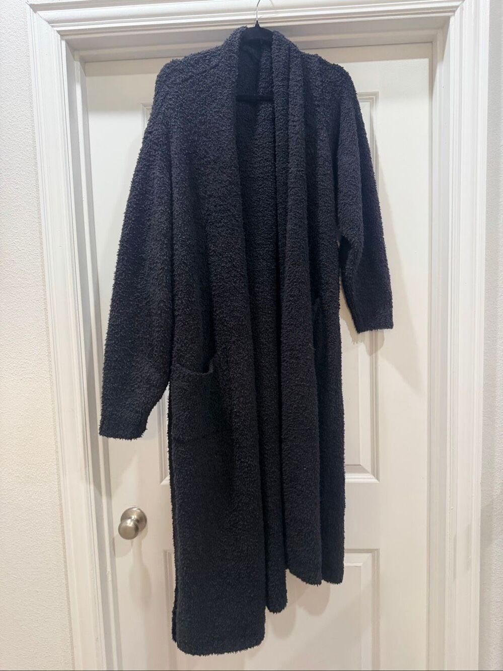 Skims Cozy Boucle Knit Long Robe Onyx Black Size S/M New With Tags NWT